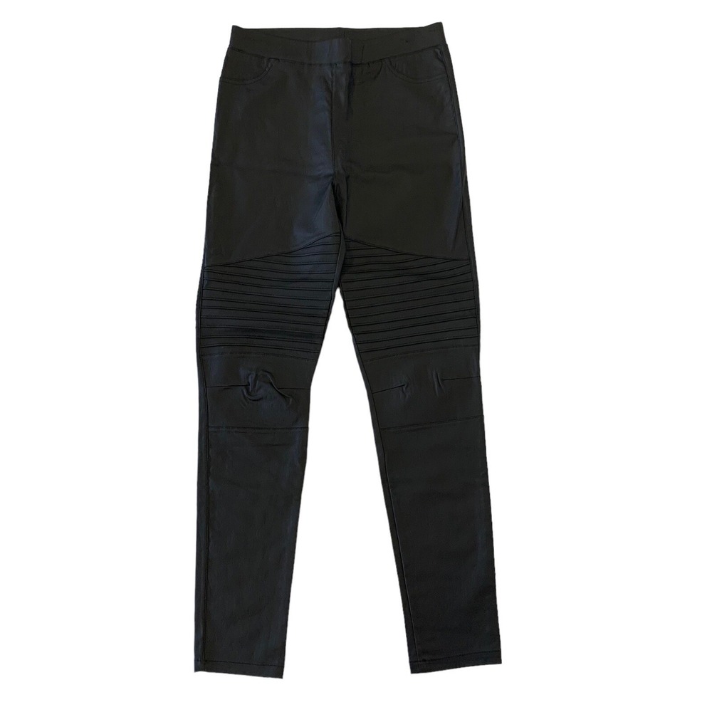 Oober Swank Womens Faux Leather Pants Medium Black Slim Pull On